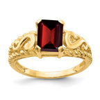 14k 8x6mm Emerald-cut Garnet Ring