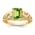14k 8x6mm Emerald-cut Peridot Ring
