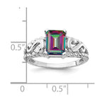 14k White Gold 8x6mm Emerald-cut Mystic Fire Topaz Ring