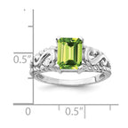 14k White Gold 8x6mm Emerald-cut Peridot Ring