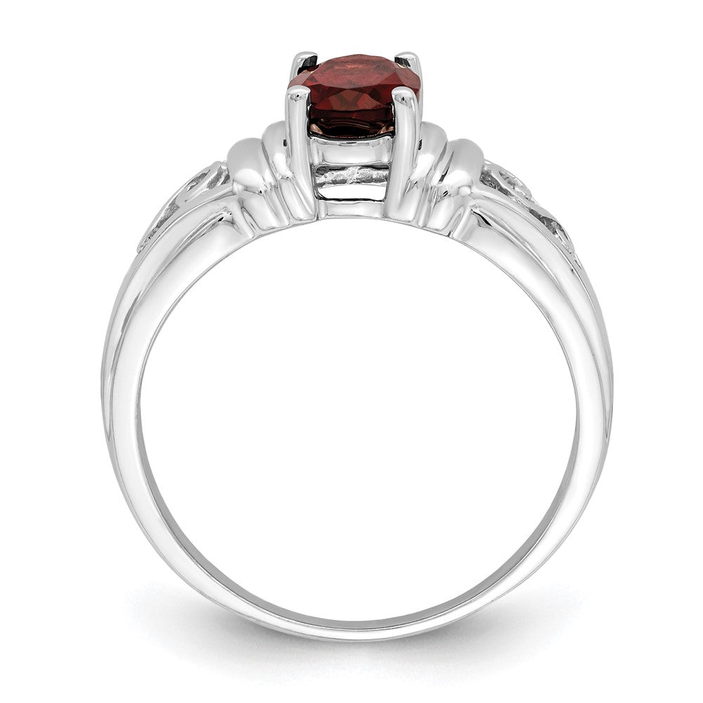 14k White Gold 7x5mm Oval Garnet Filigree Ring