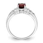14k White Gold 7x5mm Oval Garnet Filigree Ring
