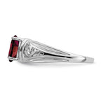 14k White Gold 7x5mm Oval Garnet Filigree Ring