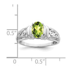 14k White Gold 7x5mm Oval Peridot Filigree Ring