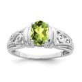 14k White Gold 7x5mm Oval Peridot Filigree Ring