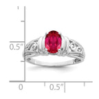14k White Gold 7x5mm Oval Ruby Filigree Ring
