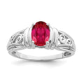 14k White Gold 7x5mm Oval Ruby Filigree Ring