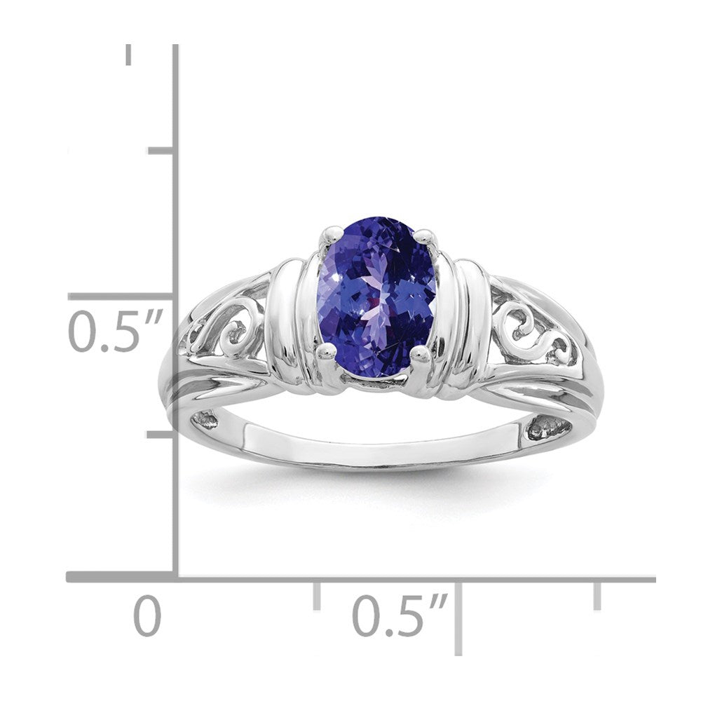 14k White Gold 7x5mm Oval Tanzanite Filigree Ring