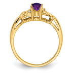 14k 6x4mm Oval Amethyst and VS Diamond Ring