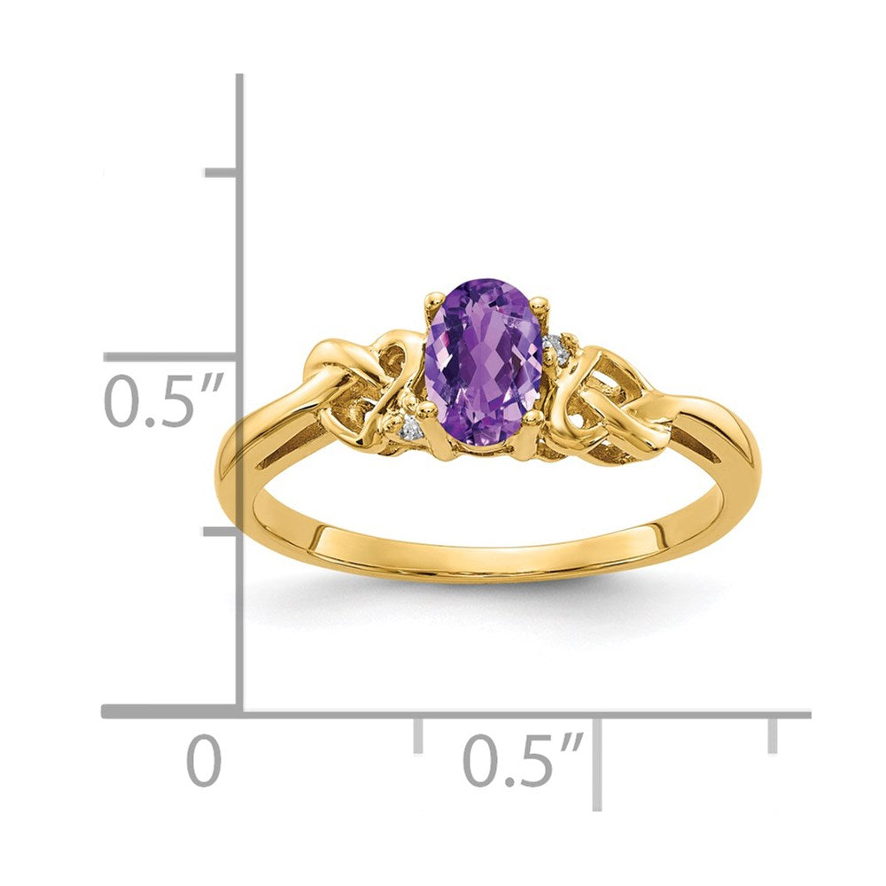 14k 6x4mm Oval Amethyst and A Diamond Ring