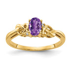 14k 6x4mm Oval Amethyst and A Diamond Ring