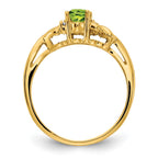 14k 6x4mm Oval Peridot and VS Diamond Ring