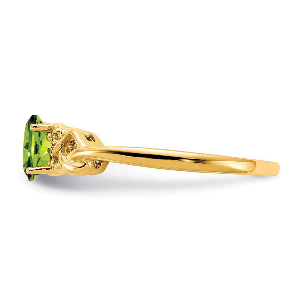 14k 6x4mm Oval Peridot and AAA Diamond Ring