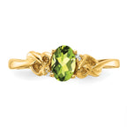 14k 6x4mm Oval Peridot and A Diamond Ring