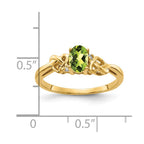 14k 6x4mm Oval Peridot and AA Diamond Ring