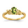 14k 6x4mm Oval Peridot and AAA Diamond Ring