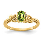14k 6x4mm Oval Peridot and A Diamond Ring
