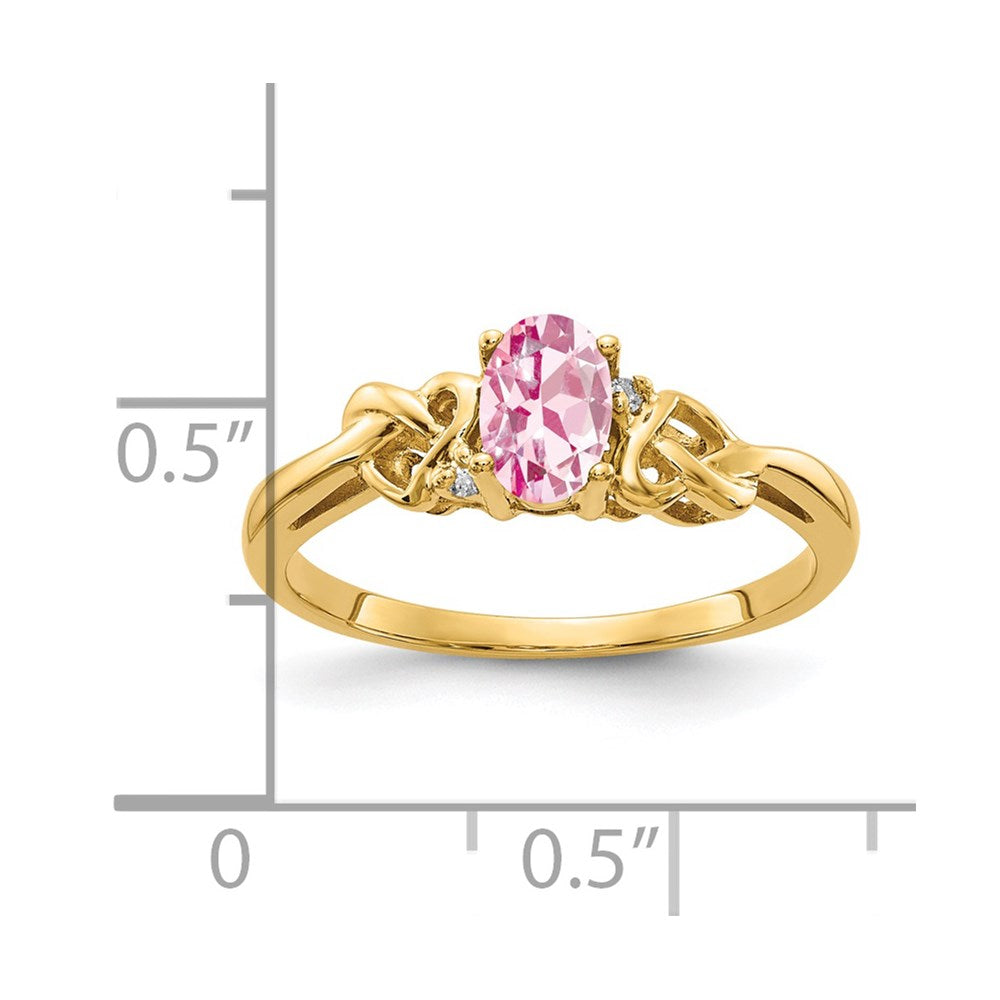 14k 6x4mm Oval Pink Tourmaline VS Diamond ring