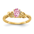 14k 6x4mm Oval Pink Tourmaline VS Diamond ring
