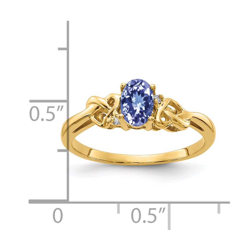 14k 6x4mm Oval Tanzanite and A Diamond Ring
