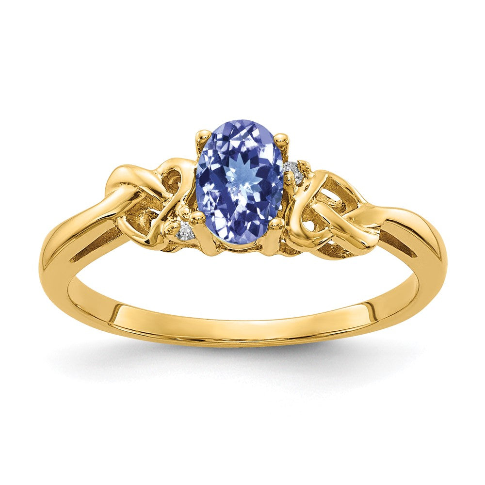 14k 6x4mm Oval Tanzanite and A Diamond Ring