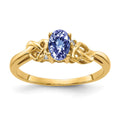 14k 6x4mm Oval Tanzanite and AA Diamond Ring