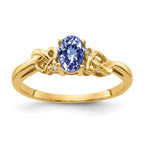 14k 6x4mm Oval Tanzanite and AA Diamond Ring