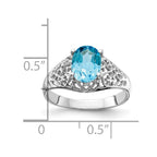 14k White Gold 8x6mm Oval Blue Topaz Filigree Ring