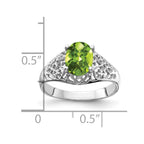 14k White Gold 8x6mm Oval Peridot Checker-cut Filigree Ring