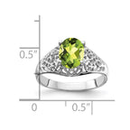14k White Gold 8x6mm Oval Peridot Filigree Ring