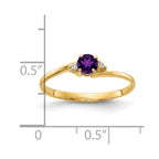 14k 4mm Round Amethyst and VS Diamond Ring