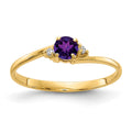 14k 4mm Round Amethyst and A Diamond Ring