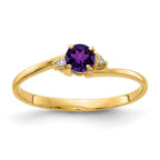 14k 4mm Round Amethyst and A Diamond Ring