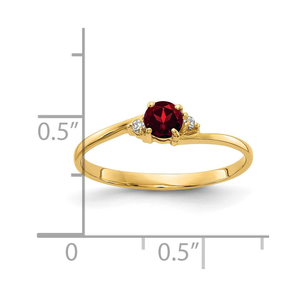 14k 4mm Round Garnet and AAA Diamond Ring