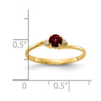 14k 4mm Round Garnet and AAA Diamond Ring