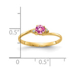 14k 4mm Round Pink Sapphire and A Diamond Ring