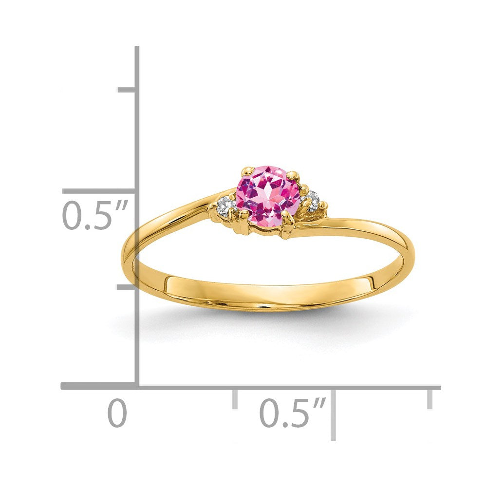 14k 4mm Round Pink Sapphire and VS Diamond Ring
