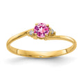 14k 4mm Round Pink Sapphire and AAA Diamond Ring