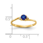 14k 4mm Round Blue Sapphire and AA Diamond Ring