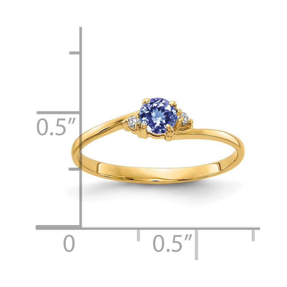 14k 4mm Round Tanzanite and AA Diamond Ring