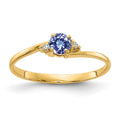 14k 4mm Round Tanzanite and A Diamond Ring