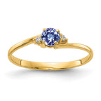 14k 4mm Round Tanzanite and A Diamond Ring