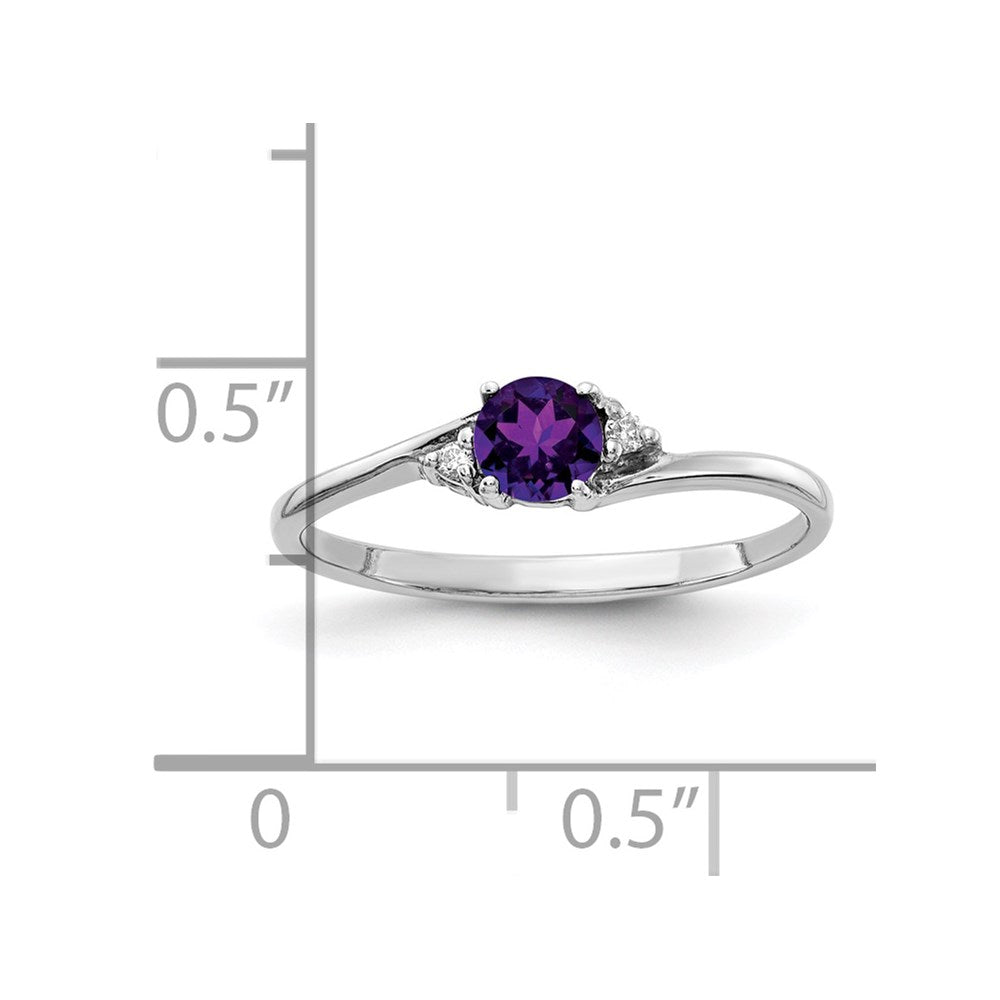 14k White Gold 4mm Amethyst and VS Diamond Ring