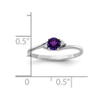 14k White Gold 4mm Amethyst and AA Diamond Ring