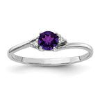 14k White Gold 4mm Amethyst and AAA Diamond Ring