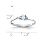 14k White Gold 4mm Round Aquamarine and AA Diamond Ring