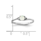 14k White Gold 4mm Round Opal and AAA Diamond Ring