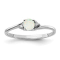 14k White Gold 4mm Round Opal and AAA Diamond Ring