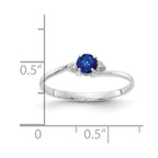 14k White Gold 4mm Round Blue Sapphire and AA Diamond Ring