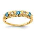 14k 2.75mm Round Blue Topaz and AA Diamond Twist Ring